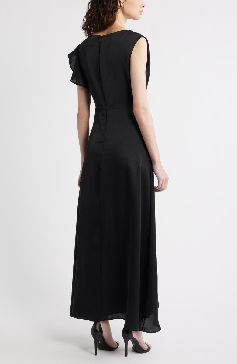 Chelsea28 Asymmetric Ruffle A-Line Dress, Alternate, color, Black