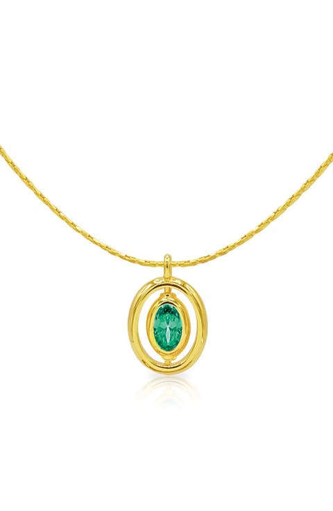 Oval Birthstone Pendant Necklace
