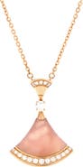 Pre-Owned Bvlgari Divas' Dream Pendant Necklace 18K Rose Gold with Pink Opal and Diamonds Large