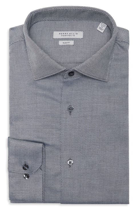 Slim Fit Diamond Dobby Dress Shirt