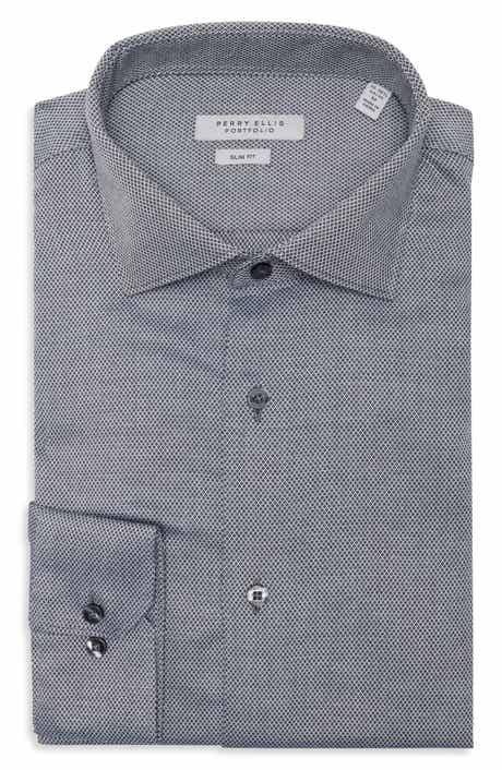 Perry Ellis Slim Fit Diamond Dobby Dress Shirt