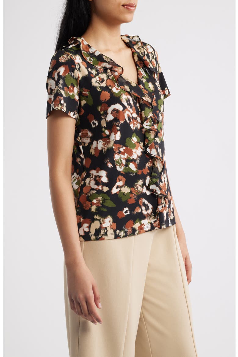 Cascade Ruffle V-Neck Top, Alternate, color, ANNE BLACK MULTI