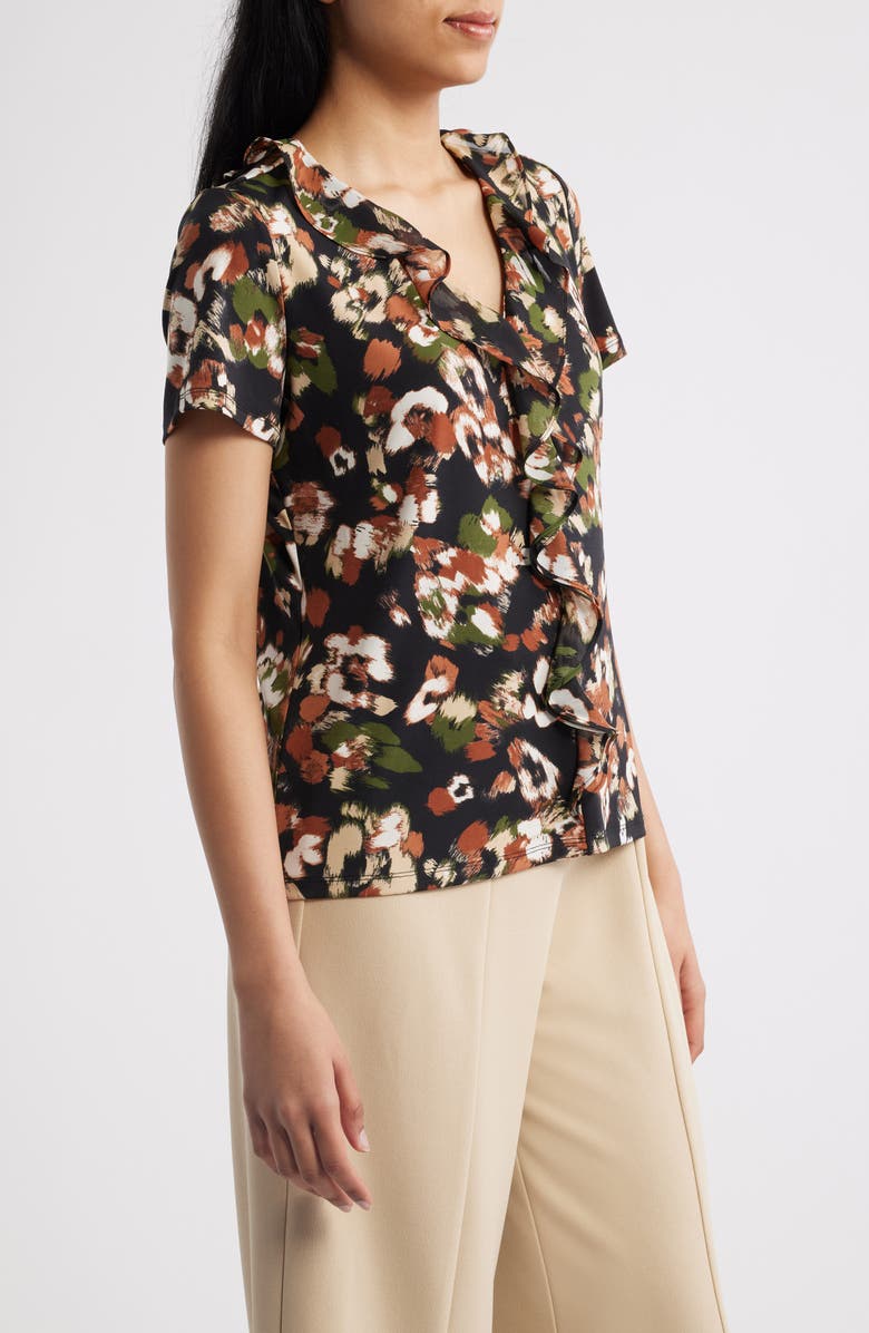 AK ANNE KLEIN Cascade Ruffle V-Neck Top, Alternate, color,