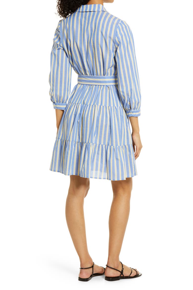 Stripe Belted Shirtdress, Alternate, color, BLUE