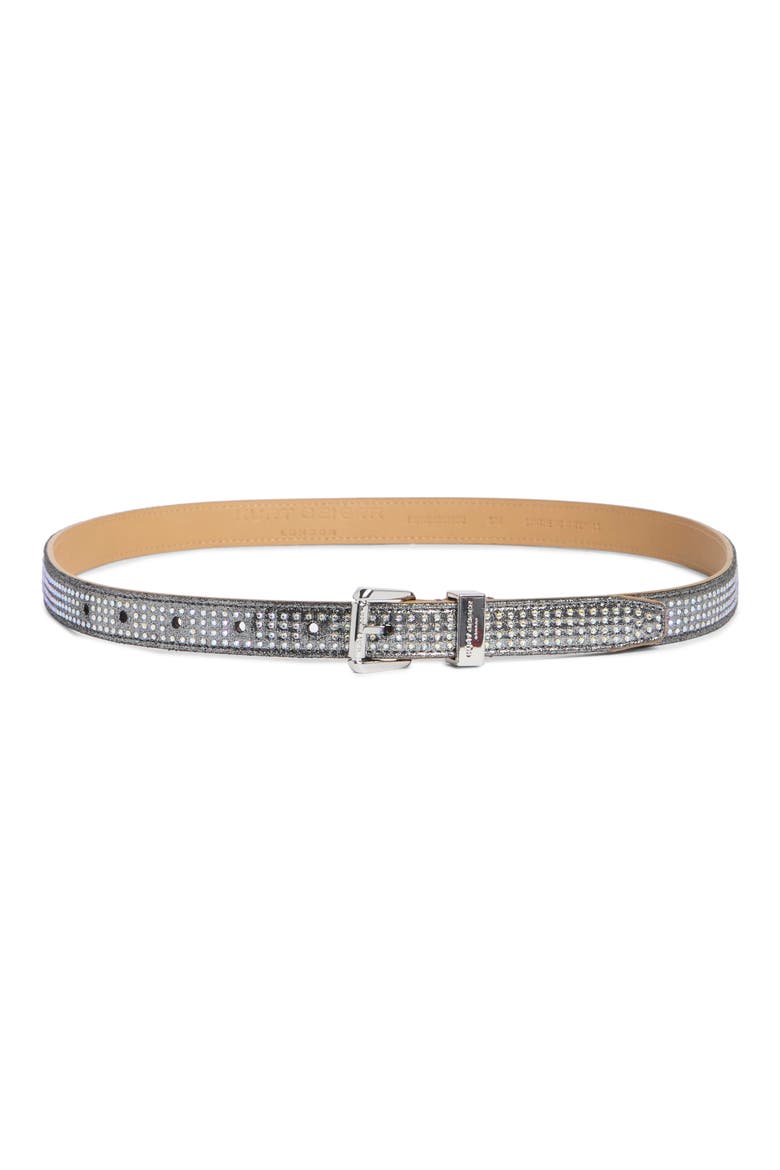 Denim Scratchy Belt, Main, color, SILVER DENIM/ SHINY SILVER