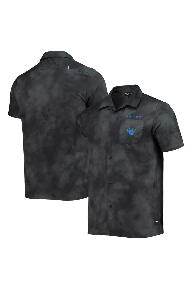 Men's The Wild Collective Black Charlotte FC Abstract Cloud Button-Up Shirt, Main, color, Black