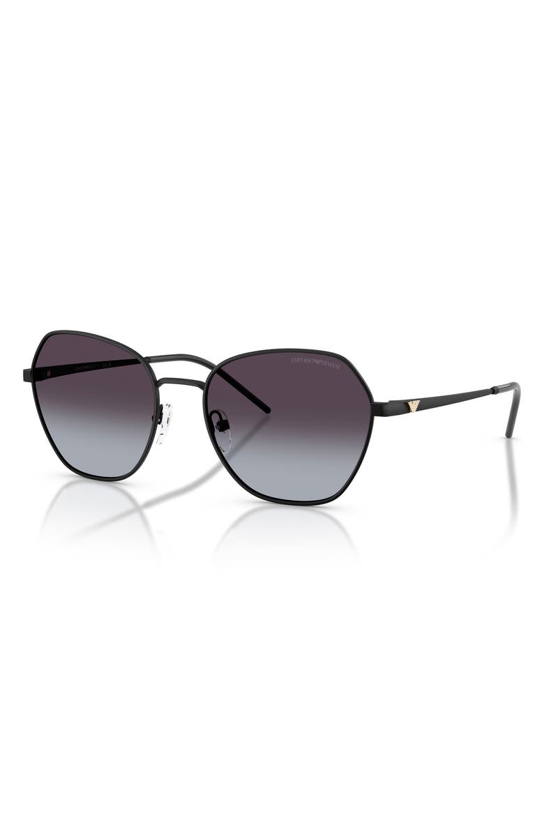 Emporio Armani 55mm Irregular Sunglasses, Alternate, color, Matte Black / Grey Gradient