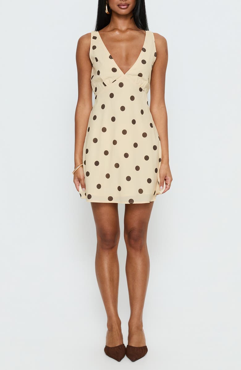 Princess Polly Nellie Polka Dot Sleeveless Minidress, Main, color, 