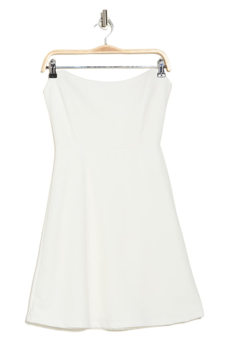 Strapless Crepe Minidress, Alternate, color, WHITE