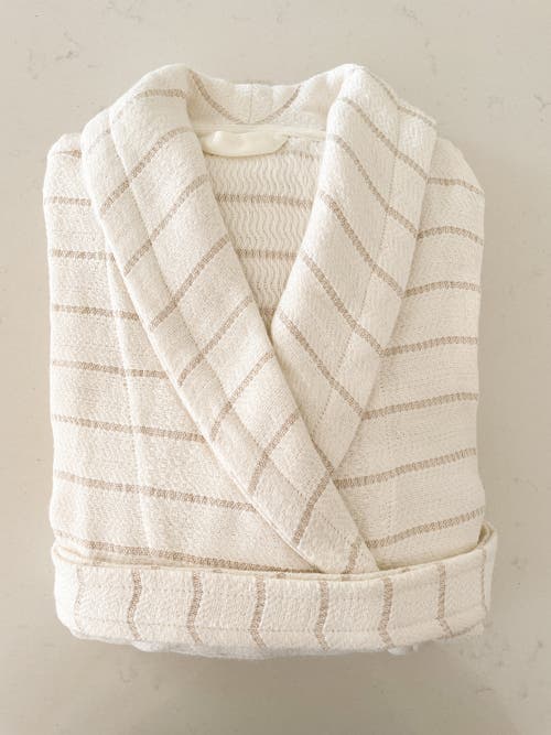 Anaya Luxe Striped Robe In Beige