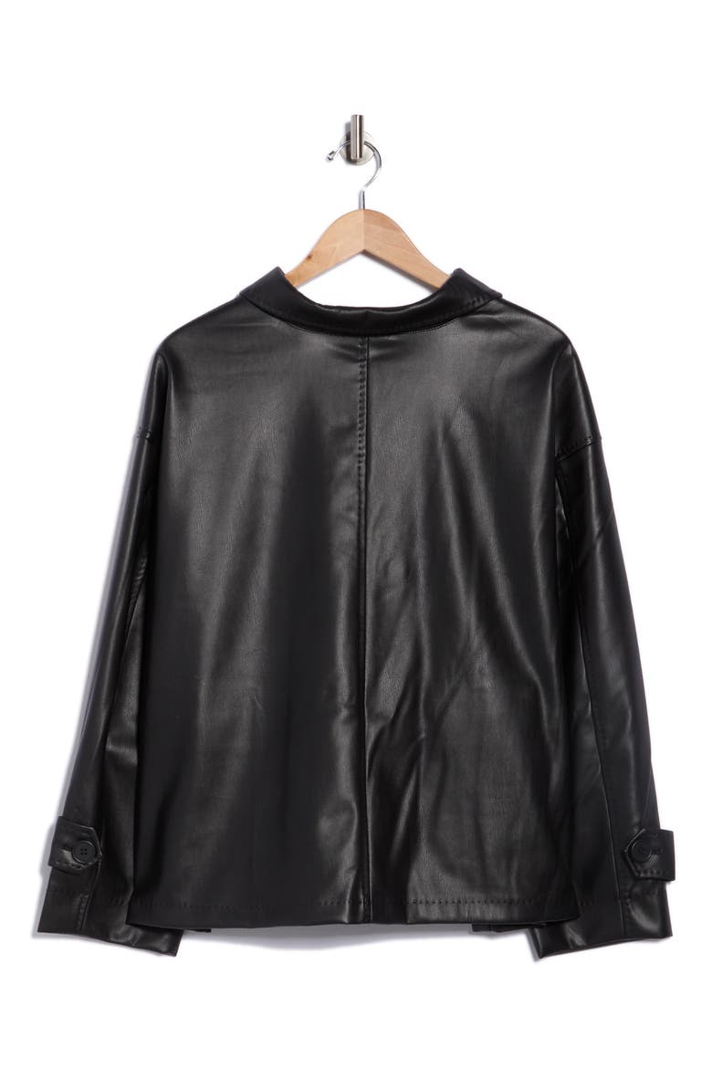 Faux Leather Jacket, Alternate, color, BLACK