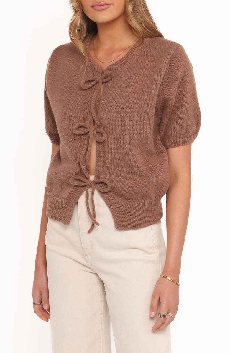 Petal & Pup Koskie Tie Front Knit Top, Alternate, color, Brown