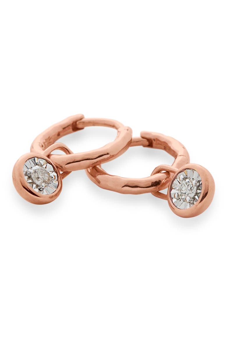 Diamond Essential Huggie Earrings, Main, color, ROSE GOLD