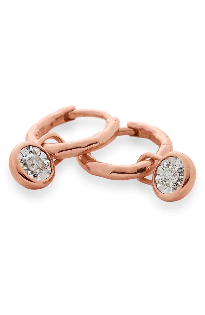 Monica Vinader Diamond Essential Huggie Earrings, Main, color, Rose Gold