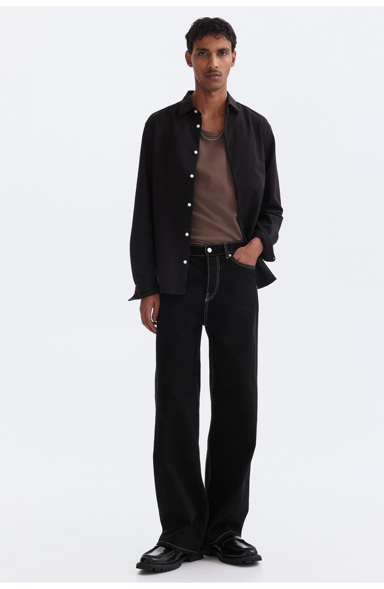 H&M Four-way Stretch Slim Fit Shirt, Alternate, color, Black