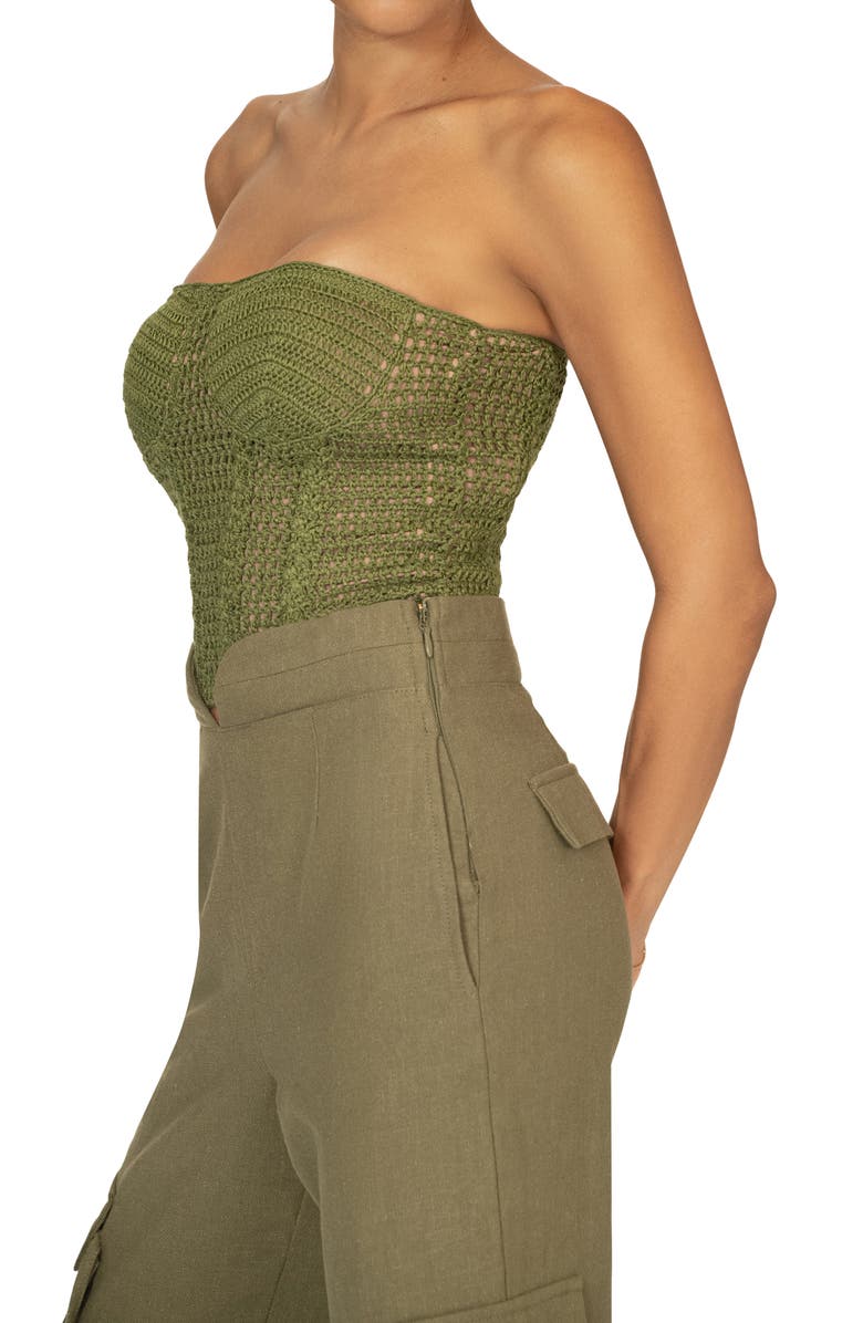 JLUXLABEL Want It All Open Stitch Strapless Bustier Top, Alternate, color, 