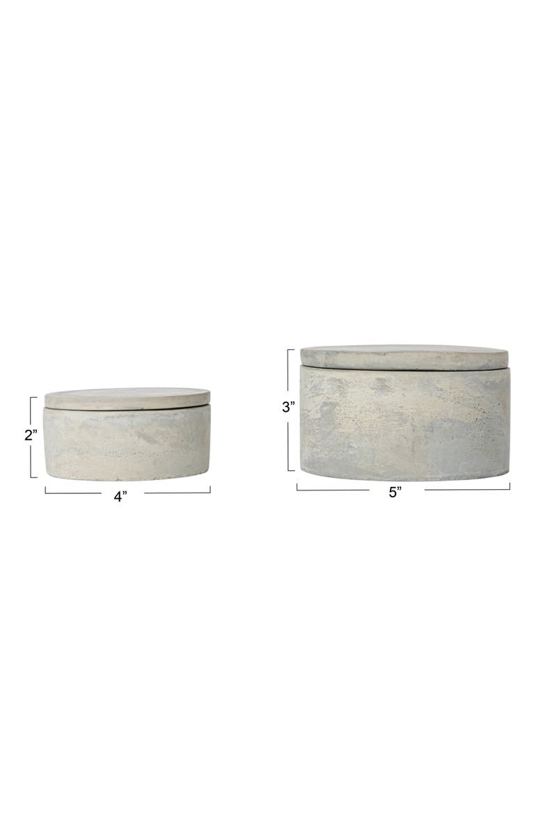 Round Decorative Cement Storage with Lids, Grey, Set of 2, Alternate, color, Grey
