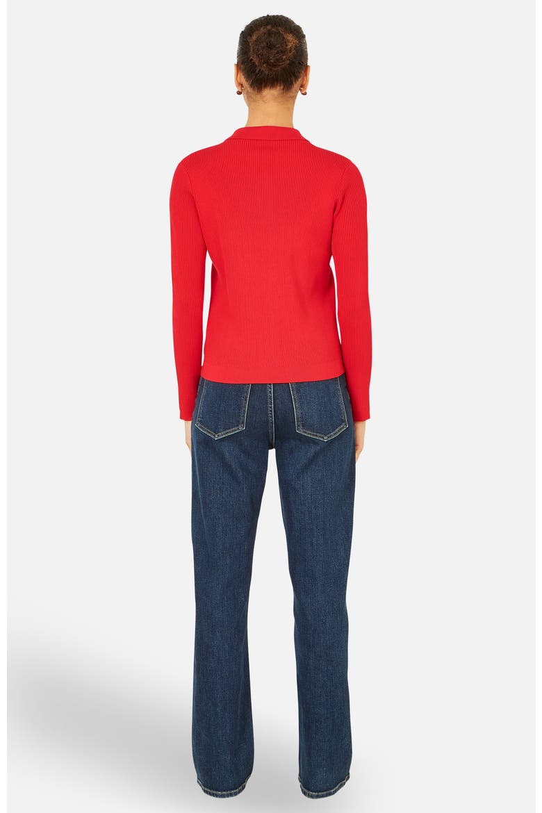 Ribbed Collar Button Up Cardigan, Alternate, color, Red