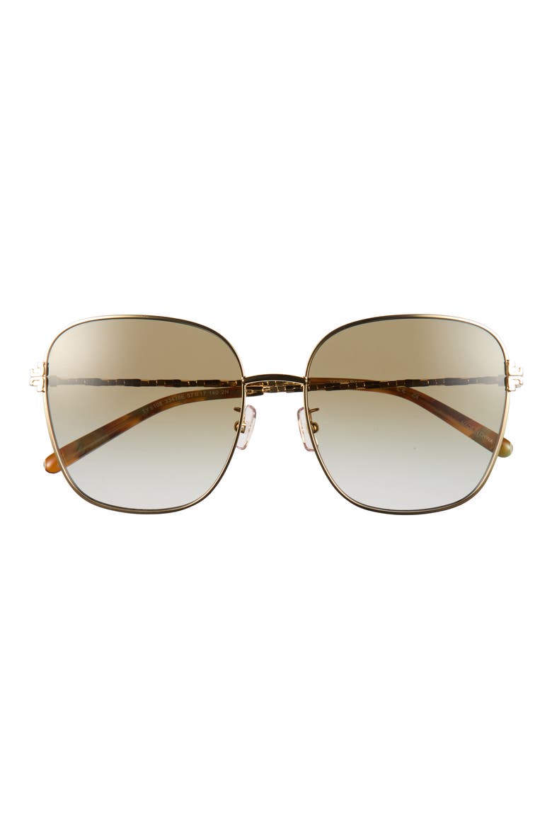 57mm Gradient Square Sunglasses, Main, color, DARK GREEN