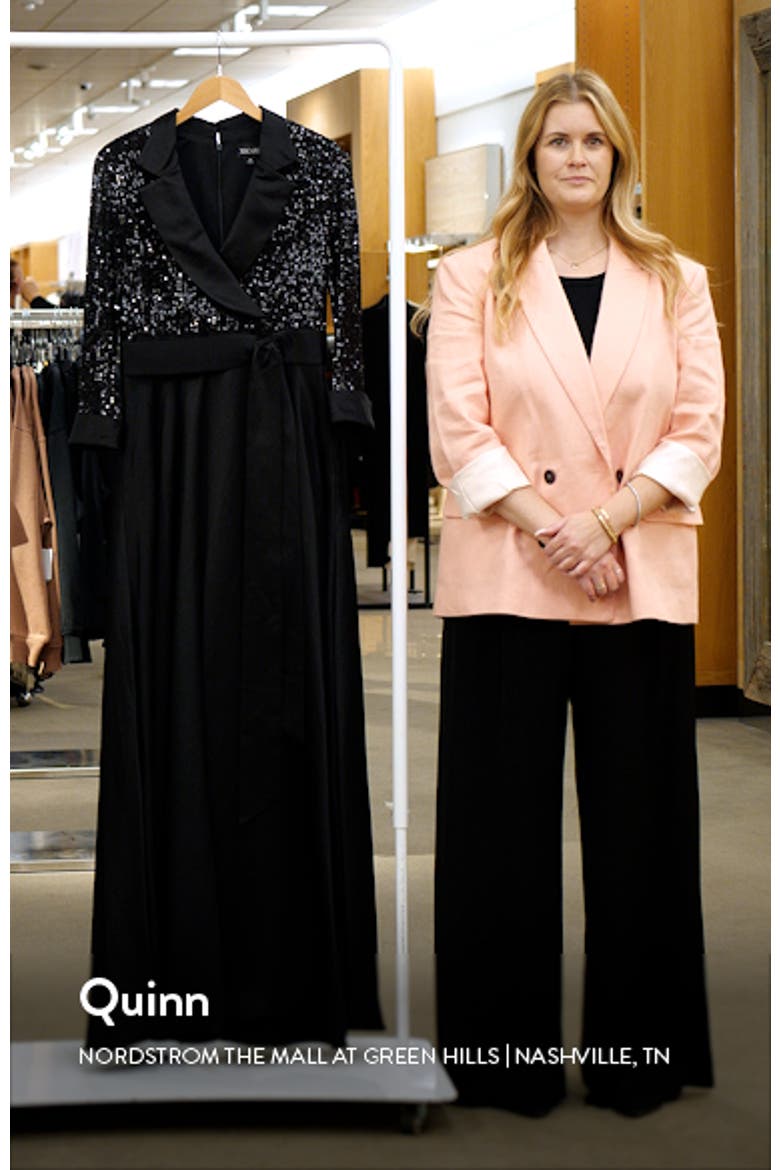 Sequin Long Sleeve Tux Ballgown video
