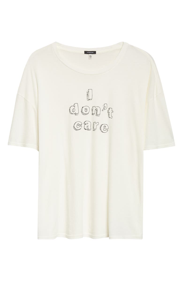 R13 I Don't Care Relaxed Fit Cotton & Cashmere Graphic T-Shirt, Main, color, Ecru White