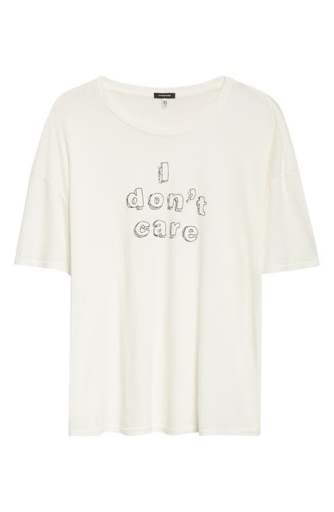I Don
t Care Relaxed Fit Cotton 
Cashmere Graphic T-Shirt