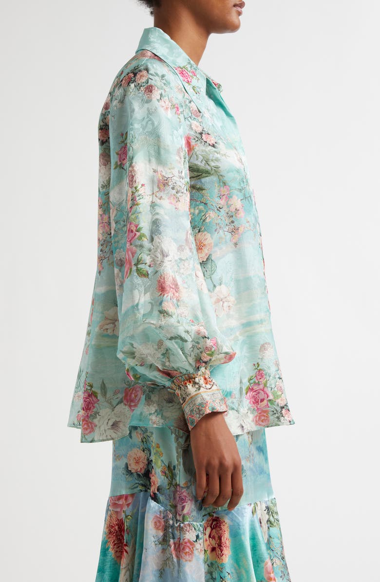 Camilla The Jewelry Museum Curved Collar Silk Shirt, Alternate, color, 
