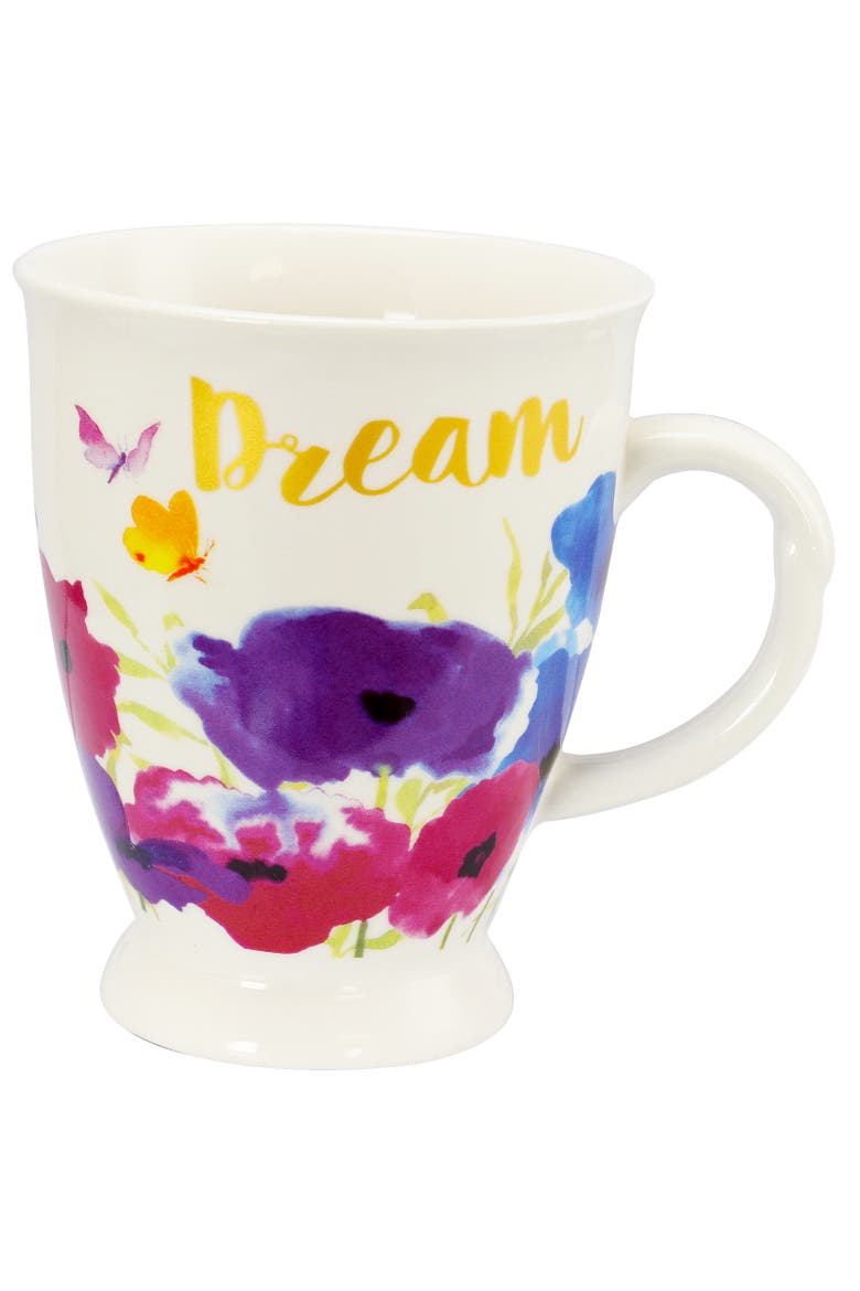 Bold Floral 17.4 oz Cup Set, Set of 4 Assorted Designs, Alternate, color, White