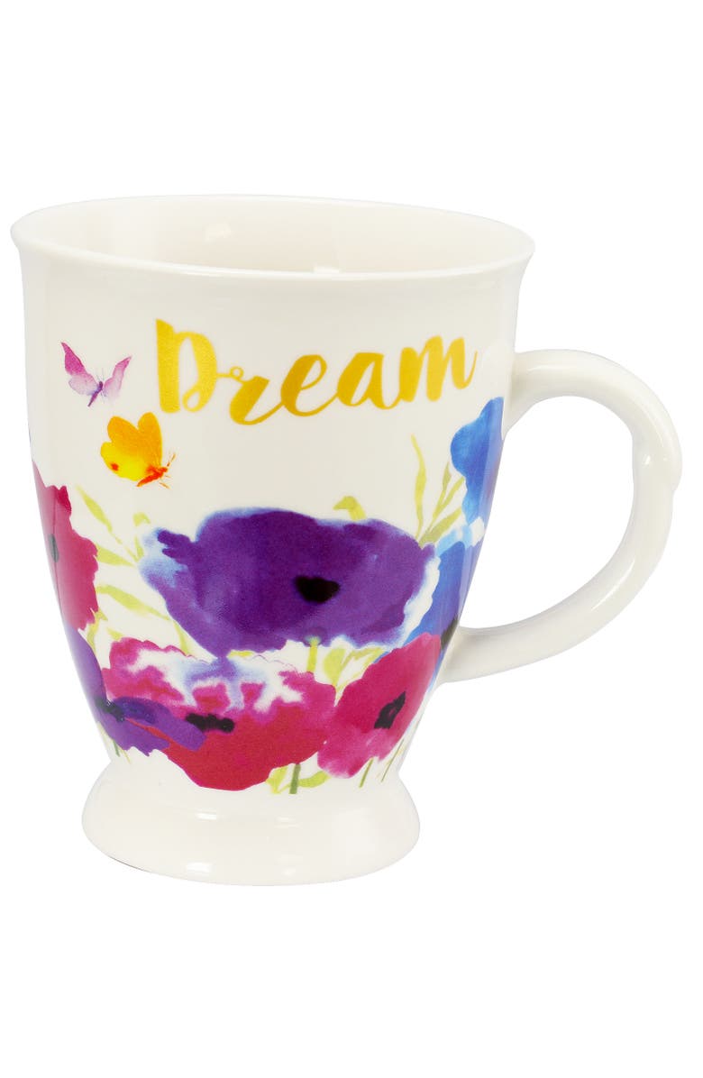 Gibson Home Bold Floral 17.4 oz Cup Set, Set of 4 Assorted Designs, Alternate, color, White