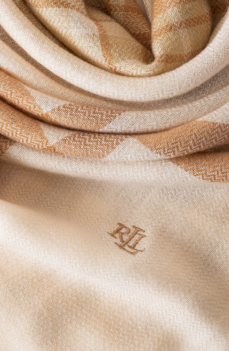 Lauren Ralph Lauren Plaid Lightweight Scarf, Alternate, color, Cream/ Camel