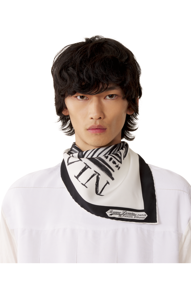 Mother & Daughter Printed Silk Scarf, Alternate, color, White/Black