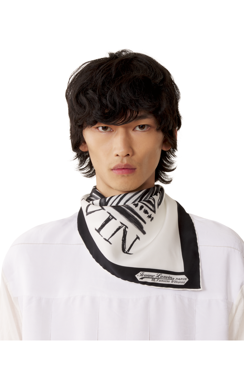 Lanvin Mother & Daughter Printed Silk Scarf, Alternate, color, White/Black