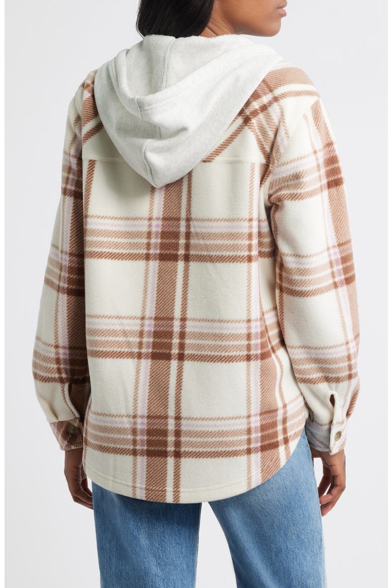 Hooded Fleece Shacket, Alternate, color, BROWN PINK