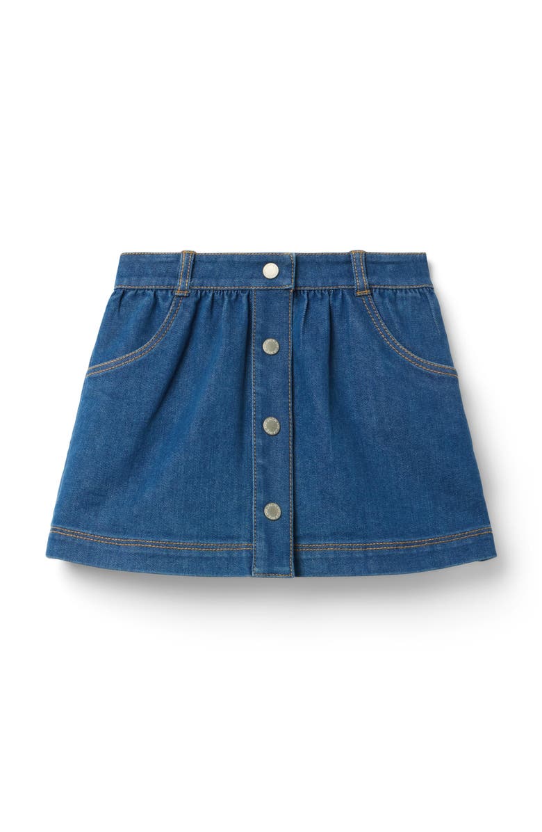Janie and Jack Denim Button Skirt, Main, color, Blue