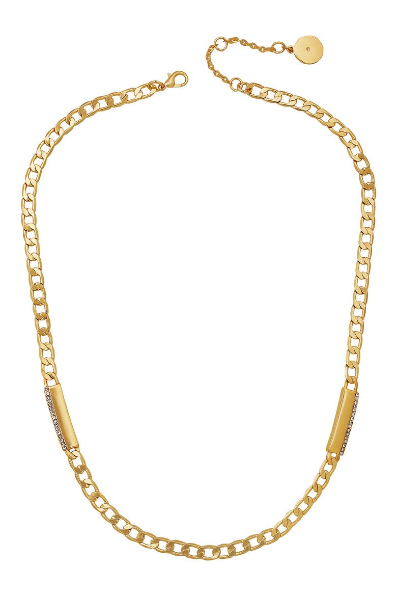 Pavé Crystal Curb Chain Necklace, Alternate, color, GOLD TONE