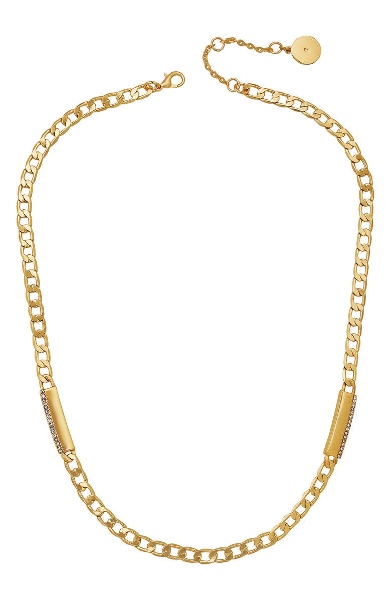 Vince Camuto Pavé Crystal Curb Chain Necklace, Alternate, color, Gold Tone