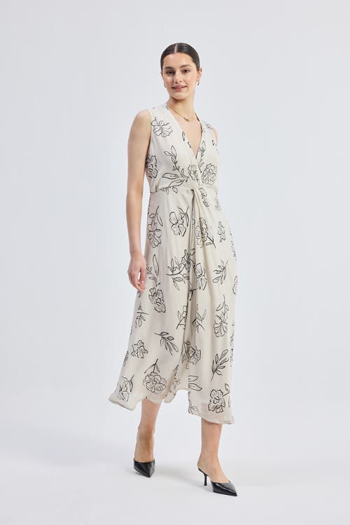 Reistor Front Twist Maxi Dress In Black Florals In Flowers In The Wind