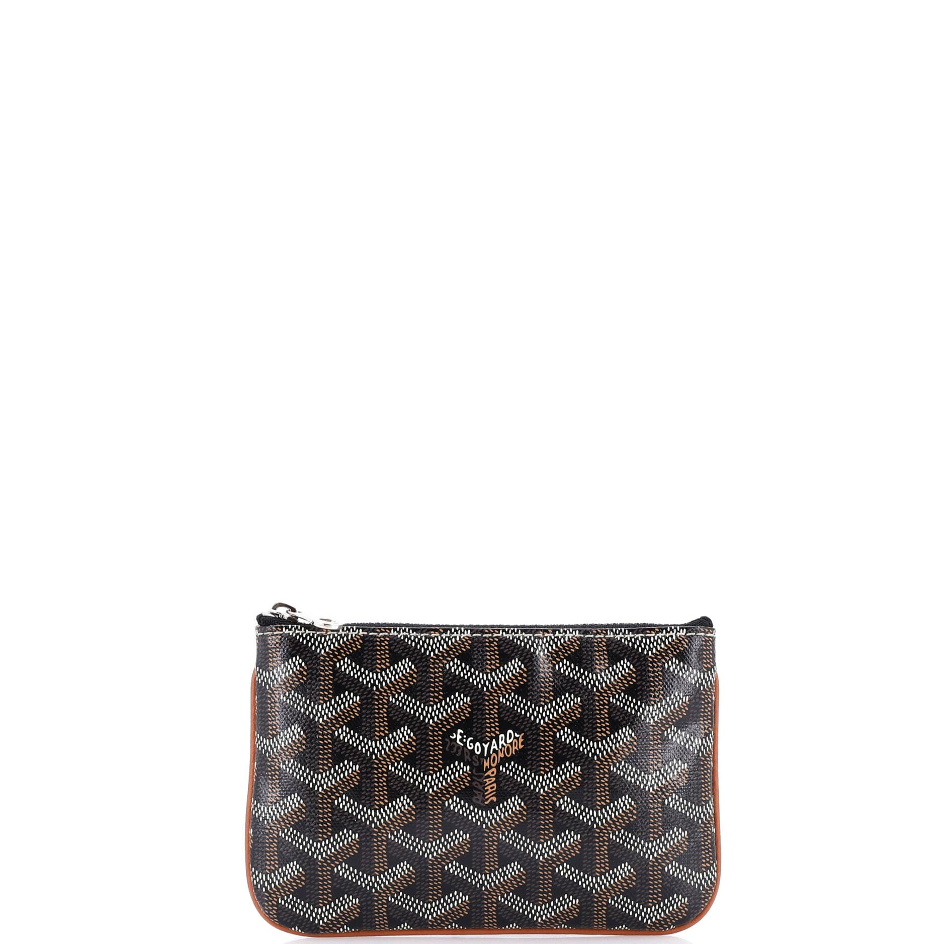 Pre-Owned Goyard Senat Zip Pouch Coated Canvas Mini, Main, color, Brown