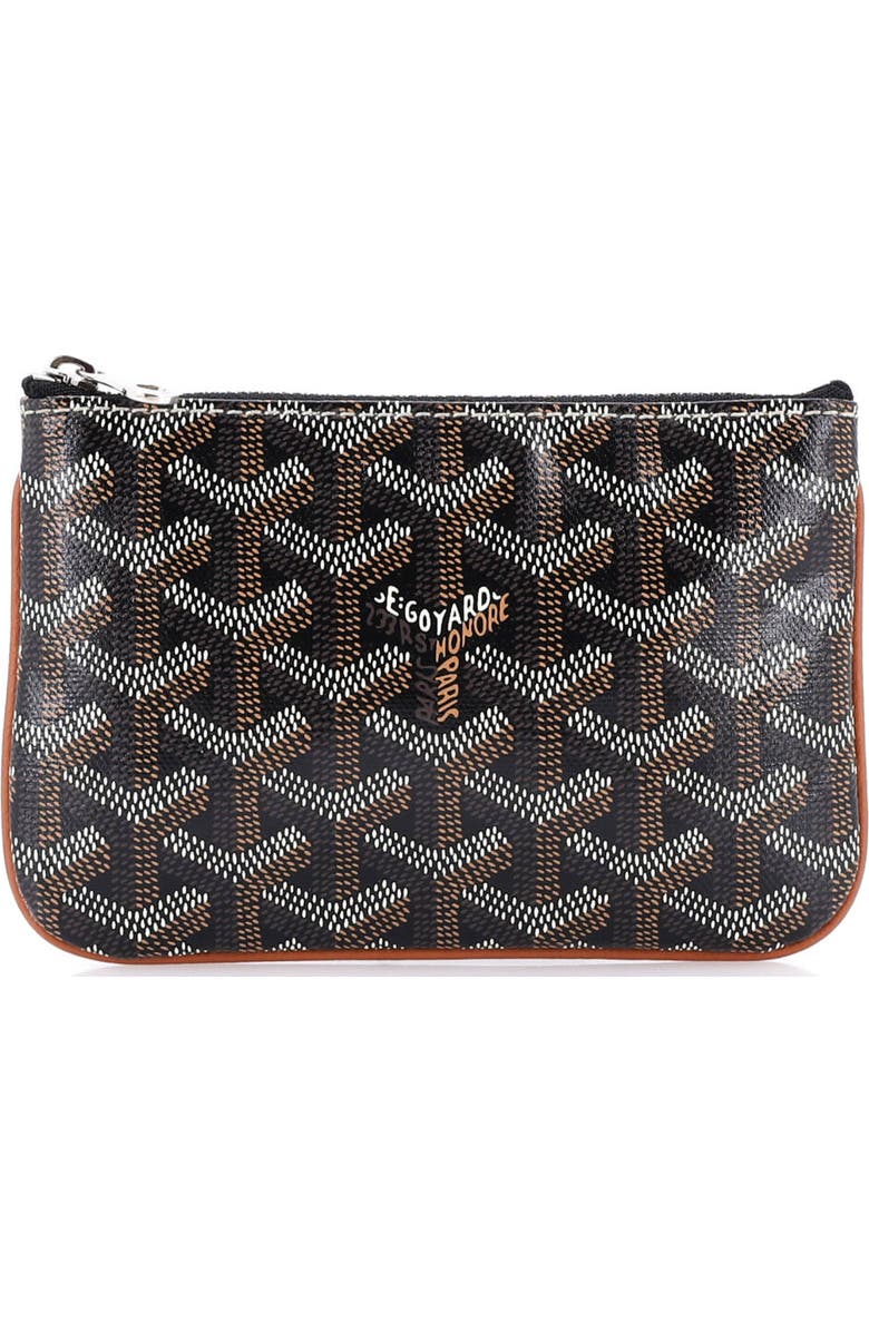 Pre-Owned Goyard Senat Zip Pouch Coated Canvas Mini, Main, color, Brown