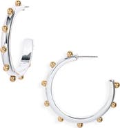 Open Edit Studded Hoop Earrings