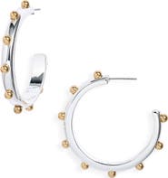 Open Edit Studded Hoop Earrings