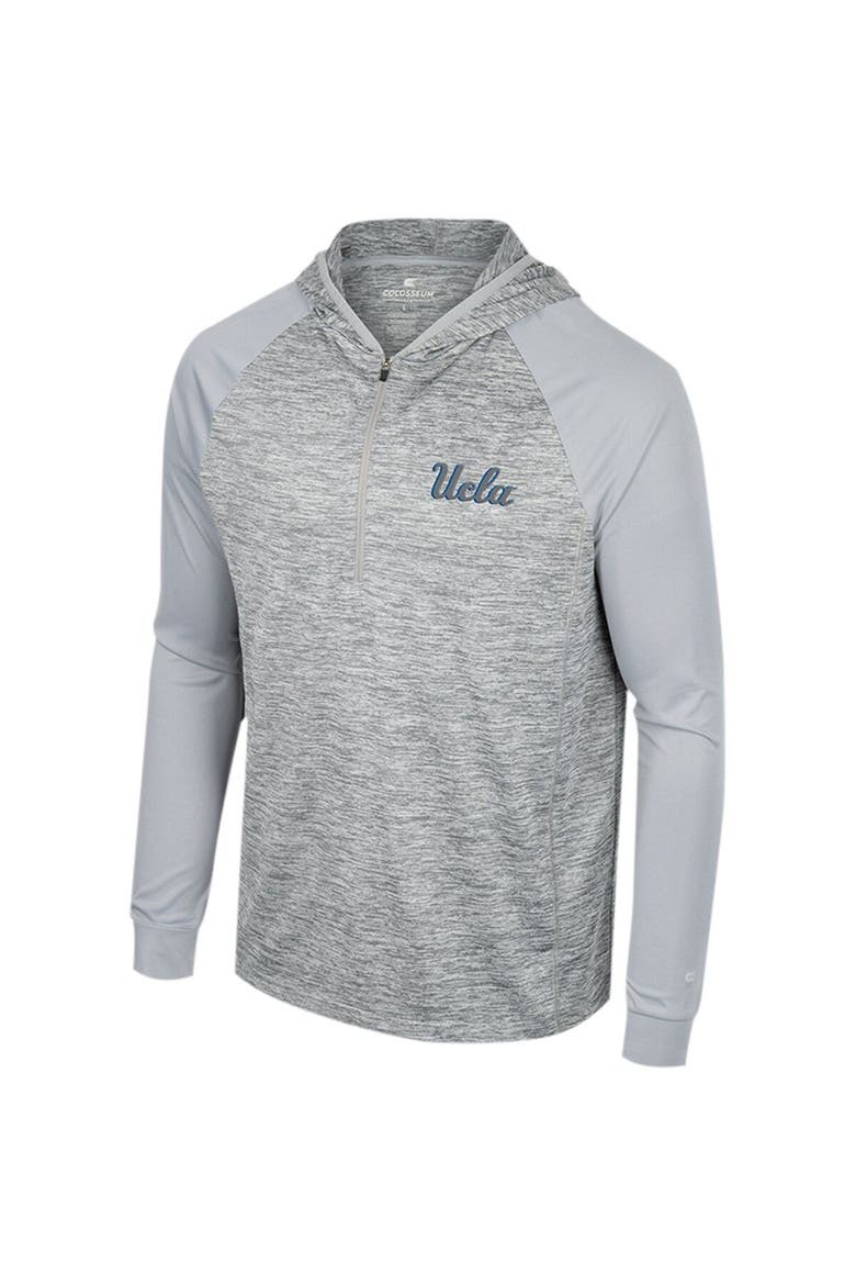 Men's Colosseum Gray UCLA Bruins Cybernetic Raglan Quarter-Zip Hooded Top, Alternate, color, Gray