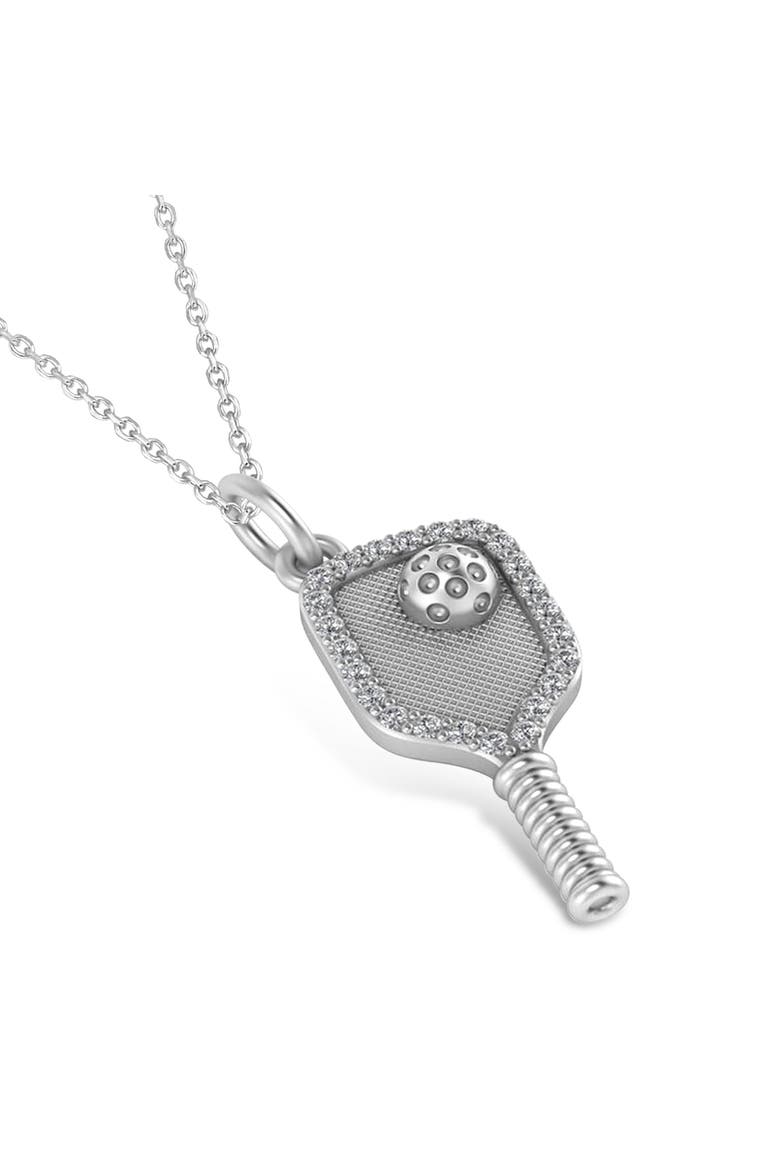 Natural Diamond Pickleball Paddle Pendant Necklace 14k, Alternate, color, 0.24ct, White Gold
