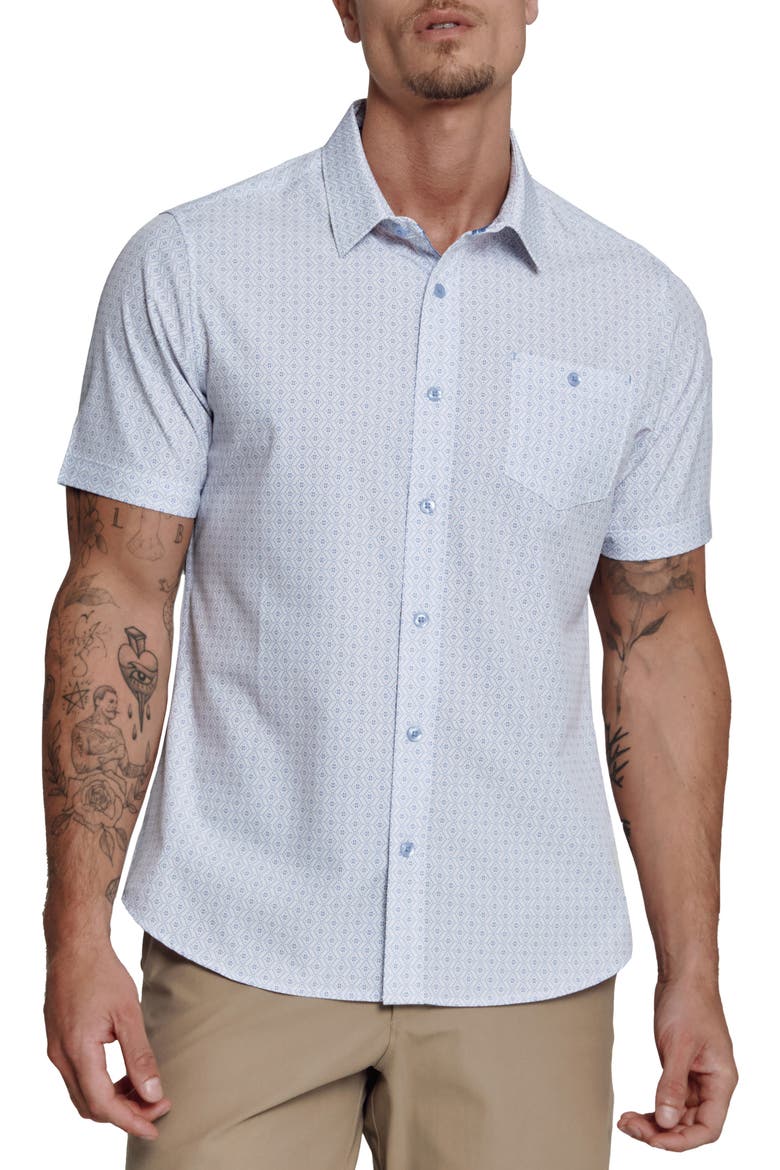 Damon Short Sleeve Button-Up Shirt, Main, color, WHITE