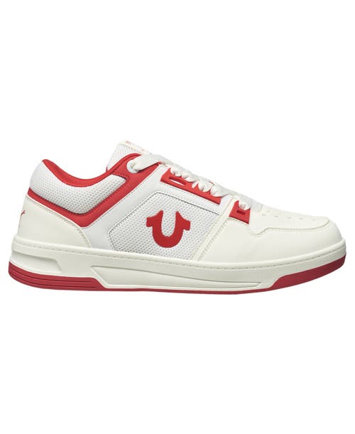 True Religion Men's Trey Mesh Court Sneaker In White Red