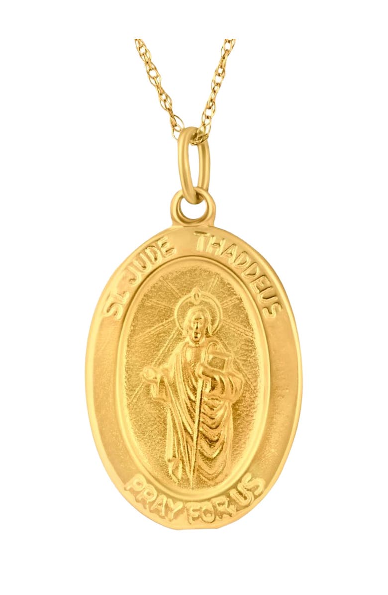 Bliss Diamond 14k Gold St. Jude Thaddeus Medal Pendant 1" Tall 3.5 Grams, Main, color,