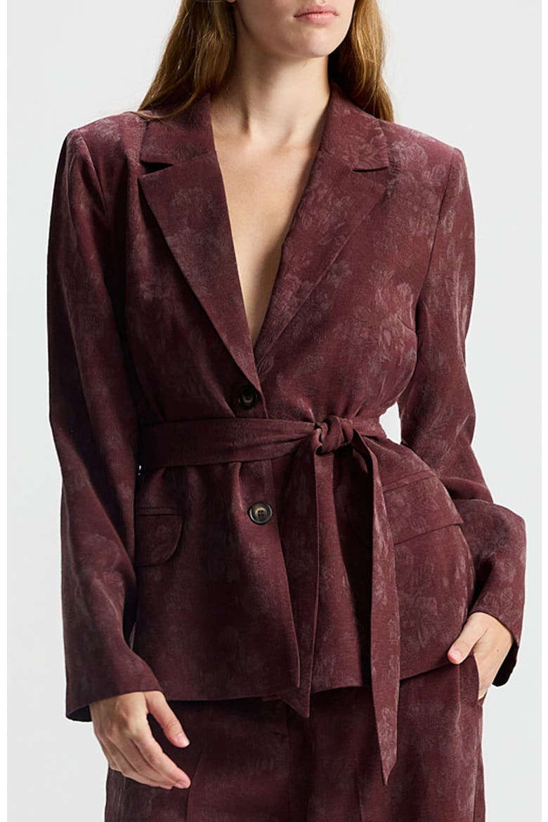 Nihara Waist-tie Tailored Jacket, Alternate, color, Burgundy Print
