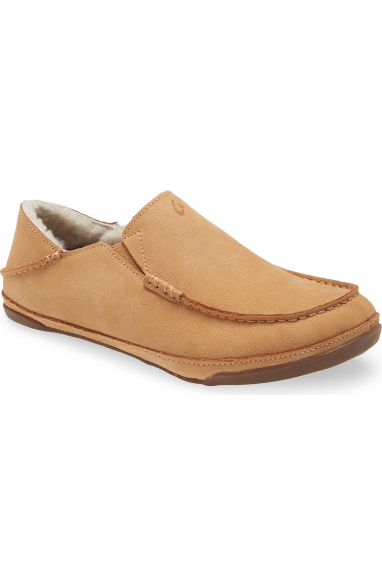 OluKai Kipuka Hulu Convertible Genuine Shearling Lined Slipper, Main, color, Natural/ Natural