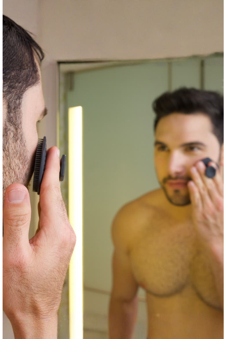 Men's Face Scrubber, Silicone Cleansing Brush & Soft Massager, All Skin Types, Alternate, color, Black