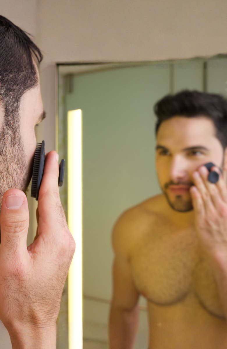 Cleverman Men's Face Scrubber, Silicone Cleansing Brush & Soft Massager, All Skin Types, Alternate, color, Black